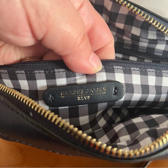 Draper James RSVP Quilted Crossbody Purse Bag Navy Blue With Gold Hardware - Picture 9 of 9